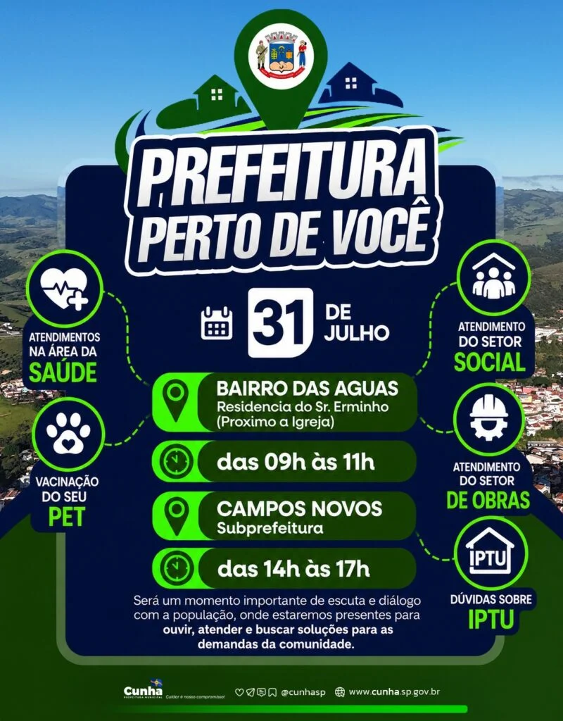 Cunha leva serviços públicos a bairros com ação itinerante “Prefeitura Perto de Você” nesta sexta-feira