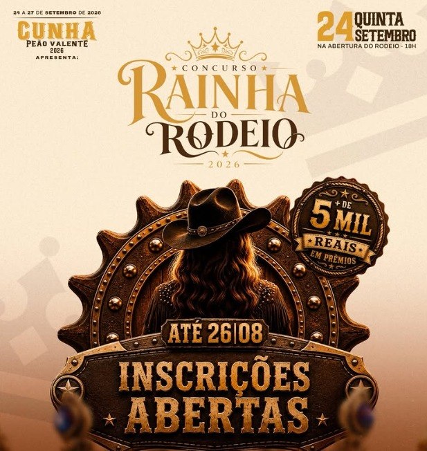 Cunha abre inscrições para o Concurso Rainha do Rodeio 2026