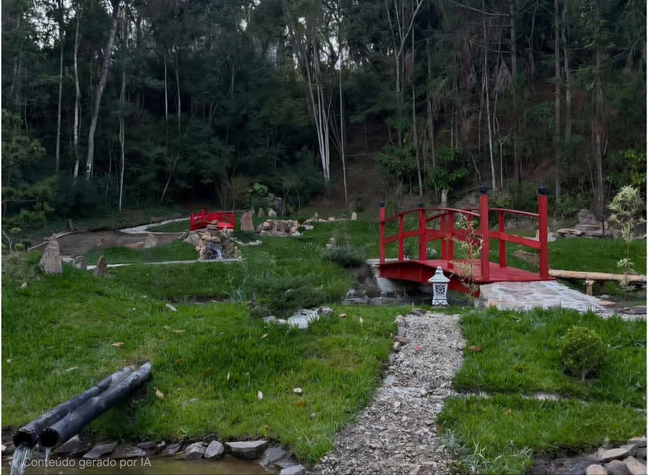 Antigo pasto vira espaço de trilhas e cavalos com jardim japonês em Cunha