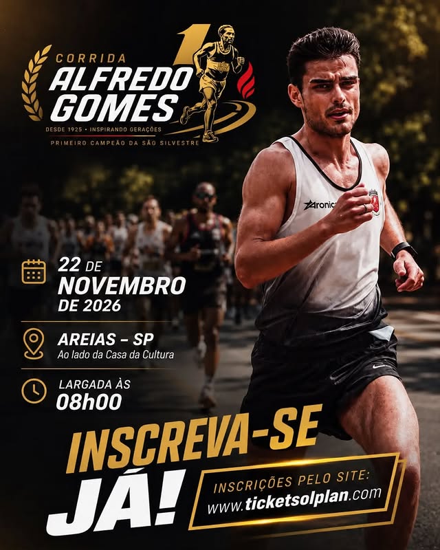 Corrida Alfredo Gomes 2026 será realizada em 22 de novembro em Areias