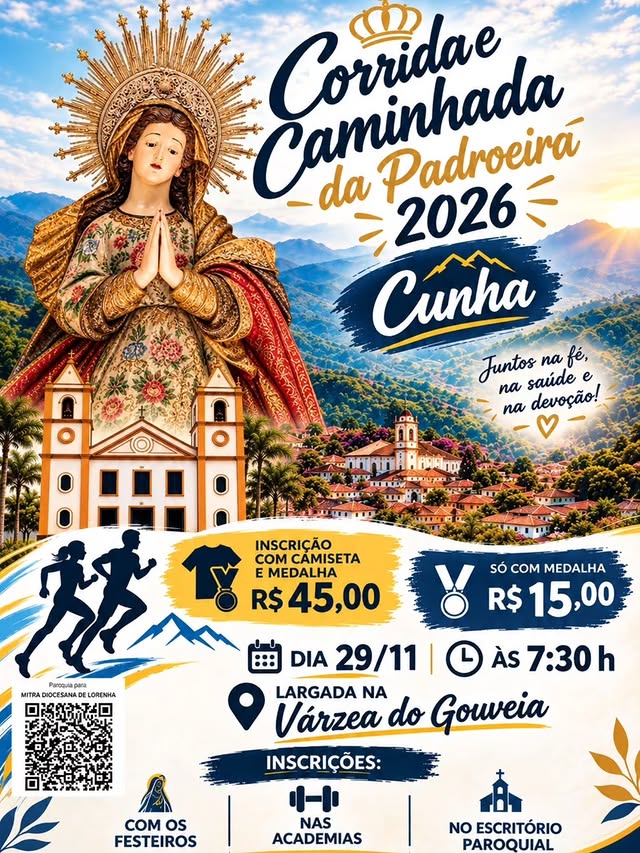 Cunha terá Corrida e Caminhada da Padroeira em 29 de novembro